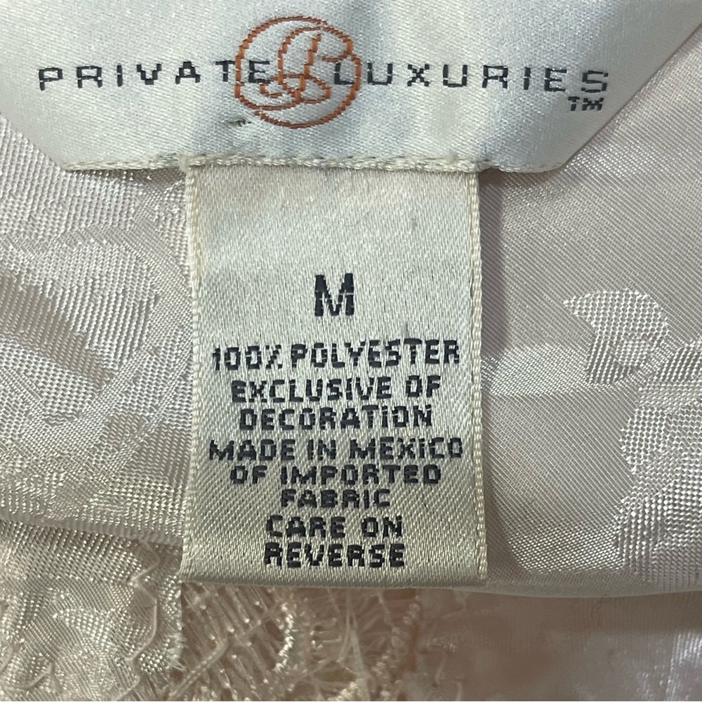 Private Luxuries Vintage Satin Midi Nightgown Crochet Floral Print Womens M - Picture 6 of 8